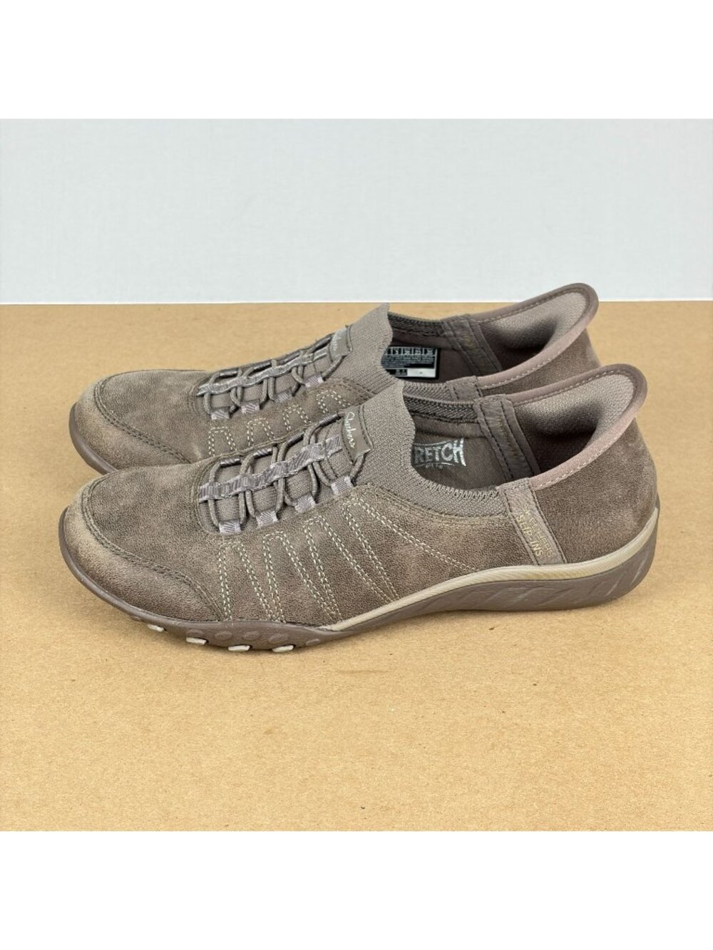 Skechers Slip-Ins Breathe Easy Home Body Sneakers Womens 6 Taupe Tan Memory Foam